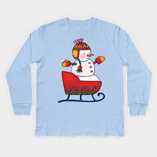 Snow Child and New Sled Kids Long Sleeve T-Shirt